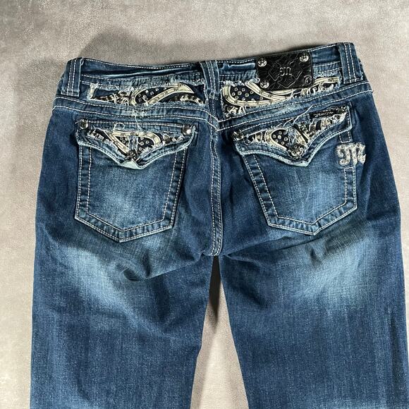 Y2K Miss Me Embellished Dark Wash Denim Capri Pants - Picture 3 of 8
